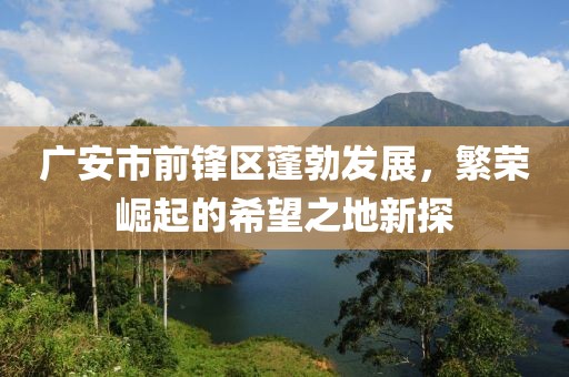 广安市前锋区蓬勃发展，繁荣崛起的希望之地新探