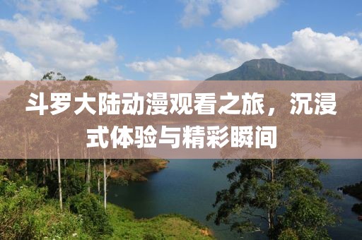 斗罗大陆动漫观看之旅，沉浸式体验与精彩瞬间