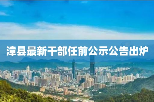漳县最新干部任前公示公告出炉