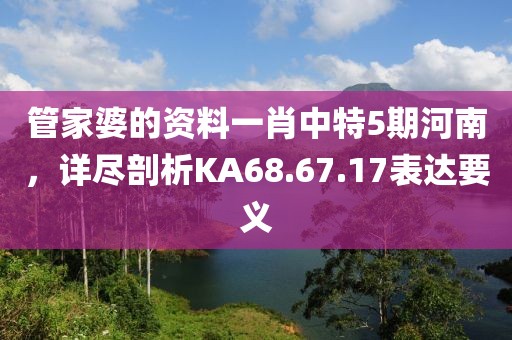 管家婆的资料一肖中特5期河南，详尽剖析KA68.67.17表达要义