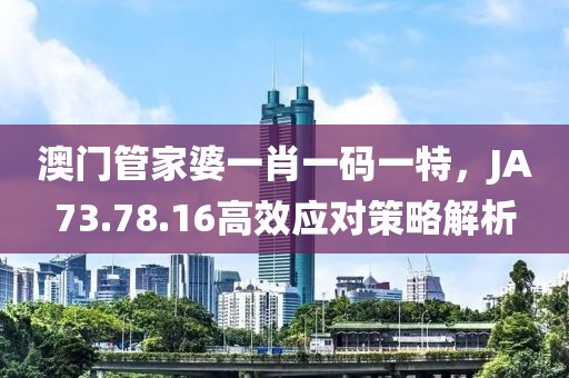 澳门管家婆一肖一码一特，JA73.78.16高效应对策略解析